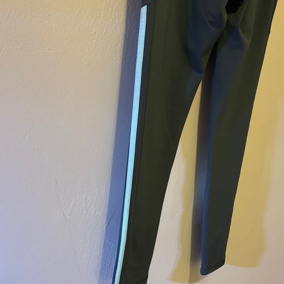 Adidas Kids Black Leggings with Aqua Stripes - Picture 3 of 6